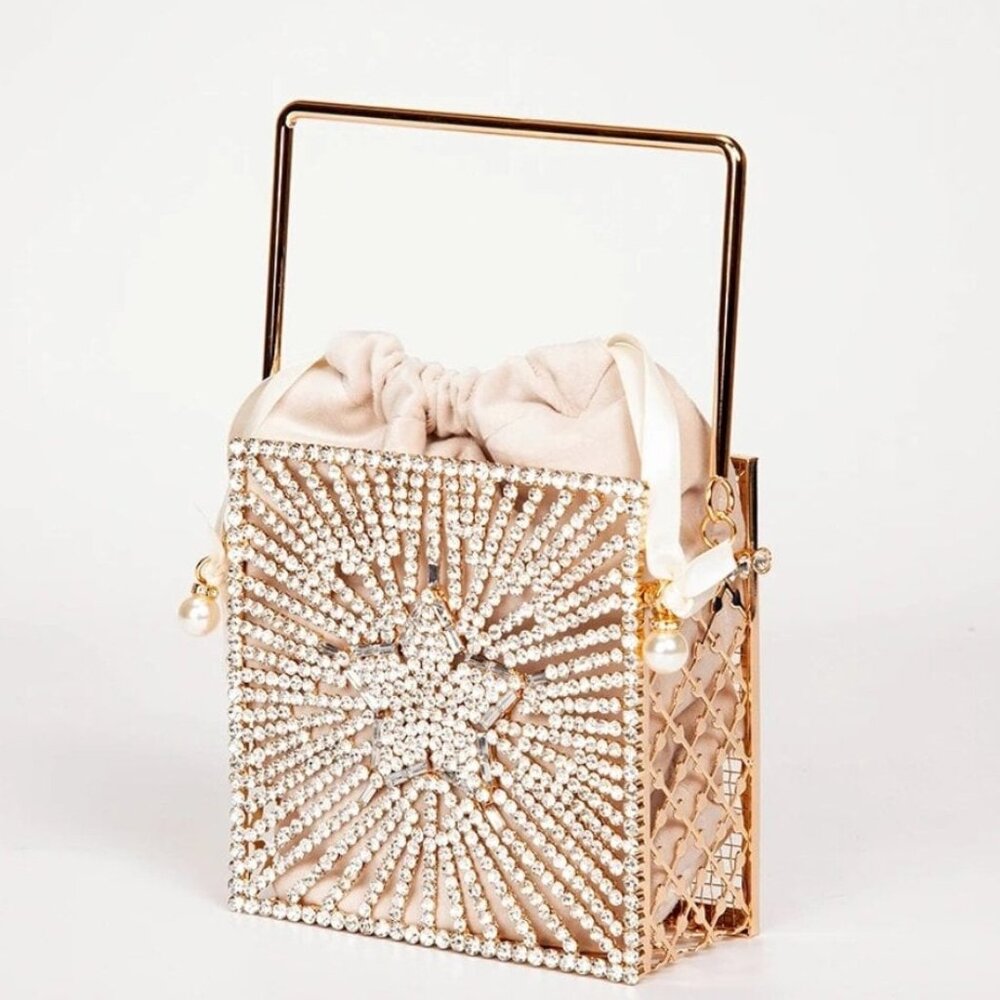 Rhinestone Square Shaped Handbag